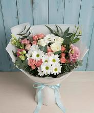 Букет цветов из:  Розы, Лизиантусы и Хризантемы в Сухой Буйволе