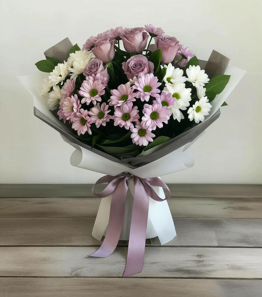 Букет цветов из: Хризантемы и Розы в Сухой Буйволе