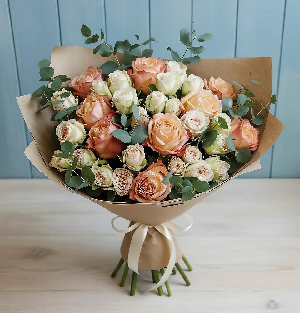 Букет цветов из: Альстромерии и Розы в Сухой Буйволе