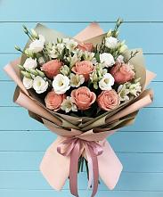 Букет цветов из:  Розы, Альстромерии и Лизиантусы в Сухой Буйволе