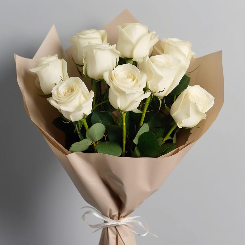 Букет 9 Белых роз Эдлесс Лав в Сухой Буйволе