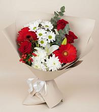 Букет цветов из:  Розы, Хризантемы, Герберы и Лилии в Сухой Буйволе