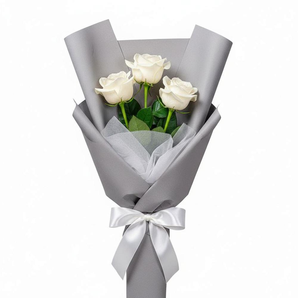 Букет 3 белые розы в Сухой Буйволе