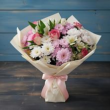 Букет цветов из:  Хризантемы, Альстромерии и Розы в Сухой Буйволе