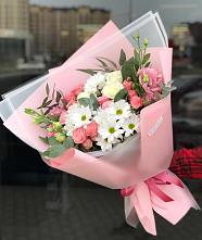 Букет цветов из:  Розы, Лизиантусы и Хризантемы в Сухой Буйволе