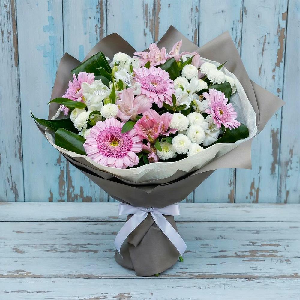 Букет цветов из: Герберы, Альстромерии и Хризантемы в Сухой Буйволе