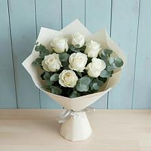 Букет Белые розы в Эвкалипте в Сухой Буйволе