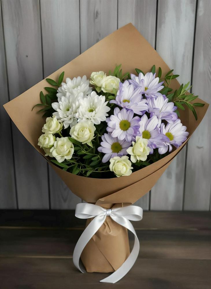 Букет цветов из: Хризантемы и Розы в Сухой Буйволе