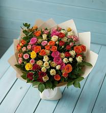 Букет Микс из разноцветных кустовых роз в Сухой Буйволе